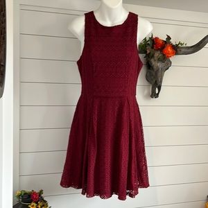 Monteau Fit and Flair Mod Lace Overlay Cocktail Dress